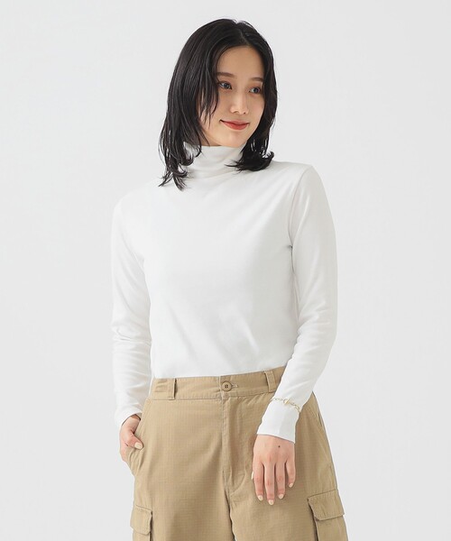 B:MING by BEAMS（ビーミングバイビームス）の「スムース タートルネック カットソー（Tシャツ/カットソー・レディース・その他1/その他/ブラック/オフホワイト・ONE SIZE）」の1枚目の写真