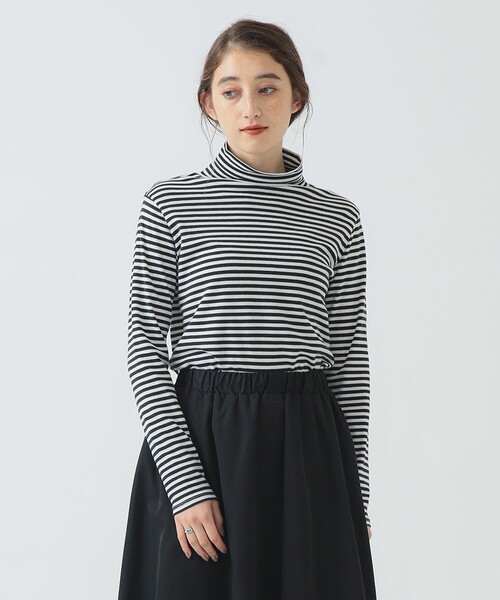B:MING by BEAMS（ビーミングバイビームス）の「スムース タートルネック カットソー（Tシャツ/カットソー・レディース・その他1/その他/ブラック/オフホワイト・ONE SIZE）」の3枚目の写真