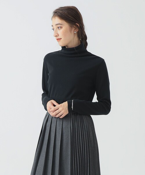 B:MING by BEAMS（ビーミングバイビームス）の「スムース タートルネック カットソー（Tシャツ/カットソー・レディース・その他1/その他/ブラック/オフホワイト・ONE SIZE）」の2枚目の写真