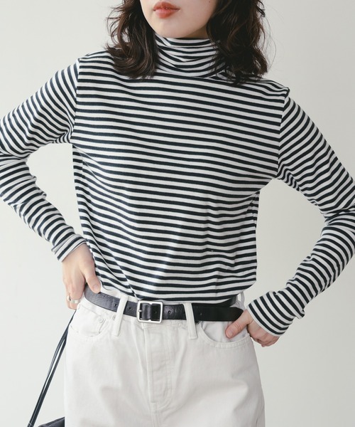 B:MING by BEAMS（ビーミングバイビームス）の「スムース タートルネック カットソー（Tシャツ/カットソー・レディース・その他1/その他/ブラック/オフホワイト・ONE SIZE）」の3枚目の写真