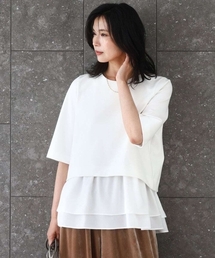 MK MICHEL KLEIN | ポンチプルオーバー×ティアードフリルタンクトップ ツインセット/洗える(Tシャツ/カットソー)