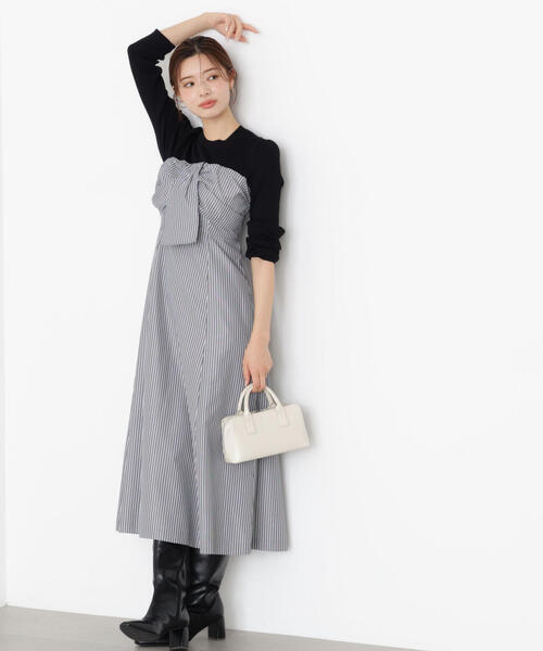 PROPORTION BODY DRESSING（プロポーションボディドレッシング）の「フロントリボンドッキングワンピース / 1215240904（ワンピース・レディース・ブラウン/ブラック/ブラック系その他・SMALL/P/S/MEDIUM）」の9枚目の写真