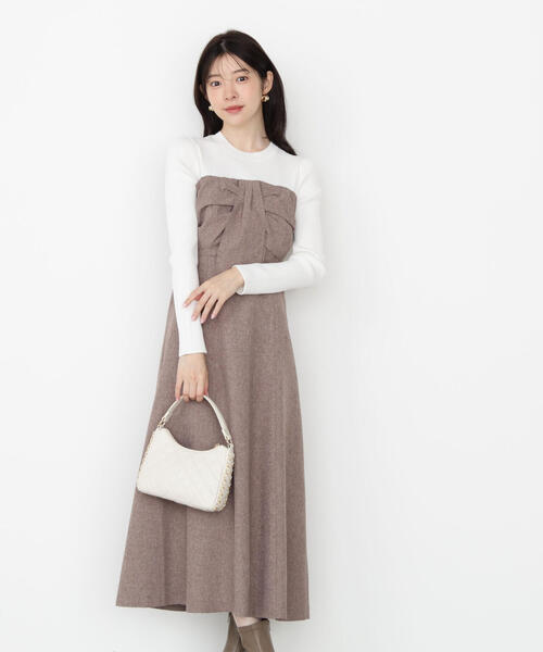 PROPORTION BODY DRESSING（プロポーションボディドレッシング）の「フロントリボンドッキングワンピース / 1215240904（ワンピース・レディース・ブラウン/ブラック/ブラック系その他・SMALL/P/S/MEDIUM）」の22枚目の写真