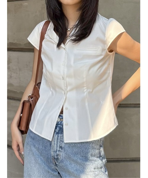MOUSSY（マウジー）の「MICRO SLEEVE SHIRT ブラウス（シャツ/ブラウス・レディース・ブルー系その他/オフホワイト/ダークブラウン/ベージュ系その他・FREE）」の10枚目の写真