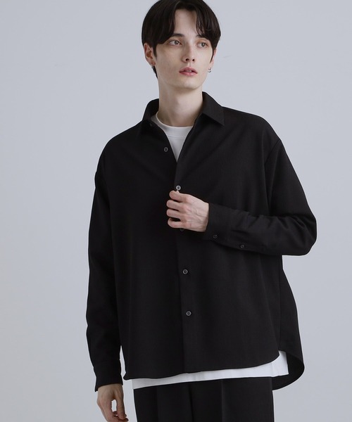 tk.TAKEO KIKUCHI（ティーケータケオキクチ）の「テッククレープシャツ（シャツ/ブラウス・メンズ・ブラック/チャコールグレー/ブラウン系その他・01/02/03）」の2枚目の写真