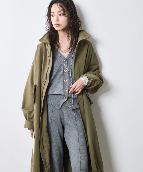 5*時様 クイリングライナー付きモッズコート ダークブルー grove（グローブ） モッズコート コート 「撥水」3WAYキルトライナー