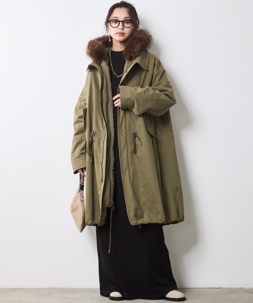CHIC STYLE（シックスタイル）の「ライナー付モッズコート＜大きいサイズ有＞シックスタイル（モッズコート・レディース・カーキ/ブラック・M/L/LL/3L/4L/5L）」の4枚目の写真