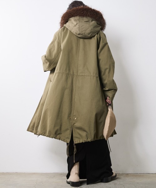 CHIC STYLE（シックスタイル）の「ライナー付モッズコート＜大きいサイズ有＞シックスタイル（モッズコート・レディース・カーキ/ブラック・M/L/LL/3L/4L/5L）」の6枚目の写真
