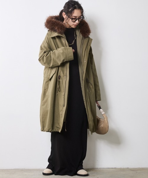 CHIC STYLE（シックスタイル）の「ライナー付モッズコート＜大きいサイズ有＞シックスタイル（モッズコート・レディース・カーキ/ブラック・M/L/LL/3L/4L/5L）」の7枚目の写真