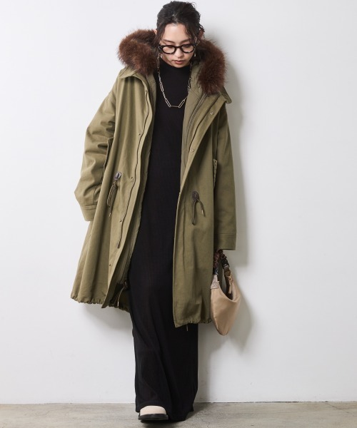 CHIC STYLE（シックスタイル）の「ライナー付モッズコート＜大きいサイズ有＞シックスタイル（モッズコート・レディース・カーキ/ブラック・M/L/LL/3L/4L/5L）」の8枚目の写真