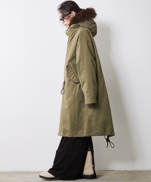 CHIC STYLE（シックスタイル）の「ライナー付モッズコート＜大きいサイズ有＞シックスタイル（モッズコート・レディース・カーキ/ブラック・M/L/LL/3L/4L/5L）」の10枚目の写真