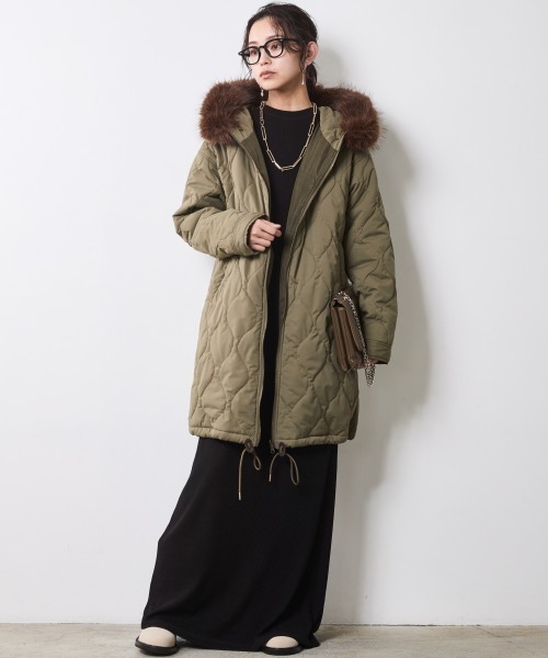 CHIC STYLE（シックスタイル）の「ライナー付モッズコート＜大きいサイズ有＞シックスタイル（モッズコート・レディース・カーキ/ブラック・M/L/LL/3L/4L/5L）」の12枚目の写真