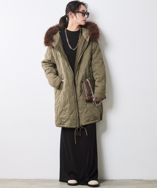 CHIC STYLE（シックスタイル）の「ライナー付モッズコート＜大きいサイズ有＞シックスタイル（モッズコート・レディース・カーキ/ブラック・M/L/LL/3L/4L/5L）」の16枚目の写真