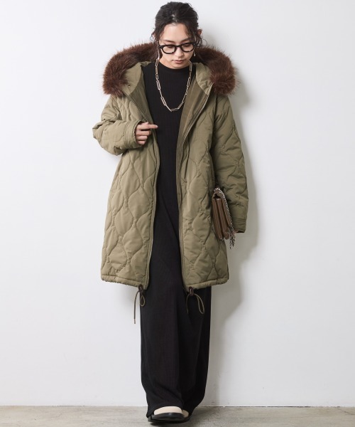 CHIC STYLE（シックスタイル）の「ライナー付モッズコート＜大きいサイズ有＞シックスタイル（モッズコート・レディース・カーキ/ブラック・M/L/LL/3L/4L/5L）」の17枚目の写真