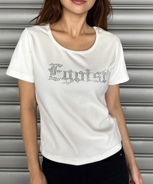 EGOIST（エゴイスト）の「ラインストーンロゴTシャツ（Tシャツ/カットソー・レディース・ホワイト/ブラック・FREE）」の12枚目の写真