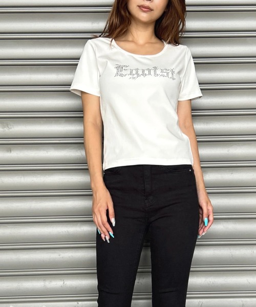 EGOIST（エゴイスト）の「ラインストーンロゴTシャツ（Tシャツ/カットソー・レディース・ホワイト/ブラック・FREE）」の14枚目の写真