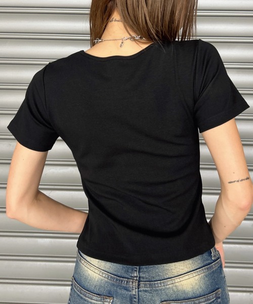 EGOIST（エゴイスト）の「ラインストーンロゴTシャツ（Tシャツ/カットソー・レディース・ホワイト/ブラック・FREE）」の19枚目の写真