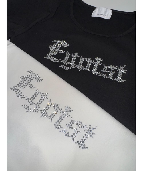 EGOIST（エゴイスト）の「ラインストーンロゴTシャツ（Tシャツ/カットソー・レディース・ホワイト/ブラック・FREE）」の9枚目の写真