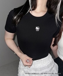 me+em select（ミームセレクト）の「【 HELLO KITTY × me+em select 】ハローキティミニ刺繍チビＴシャツ ／ Hello Kitty mini embroidery chibi T-shirt 【セットアップ着用可能 】（Tシャツ/カットソー）」