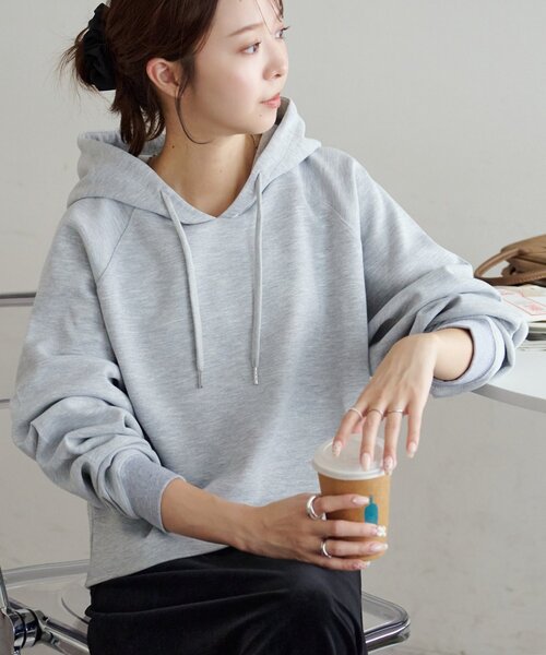 DISCOAT(ディスコート)の「キレイメスウェットライクフーディー(パーカー・レディース・チャコールグレー/ライトグレー/ブラック・FREE)」の5枚目の写真