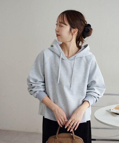 DISCOAT(ディスコート)の「キレイメスウェットライクフーディー(パーカー・レディース・チャコールグレー/ライトグレー/ブラック・FREE)」の7枚目の写真