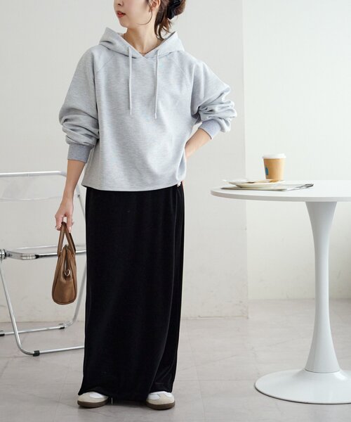 DISCOAT(ディスコート)の「キレイメスウェットライクフーディー(パーカー・レディース・チャコールグレー/ライトグレー/ブラック・FREE)」の12枚目の写真