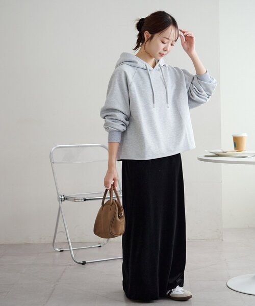 DISCOAT(ディスコート)の「キレイメスウェットライクフーディー(パーカー・レディース・チャコールグレー/ライトグレー/ブラック・FREE)」の13枚目の写真