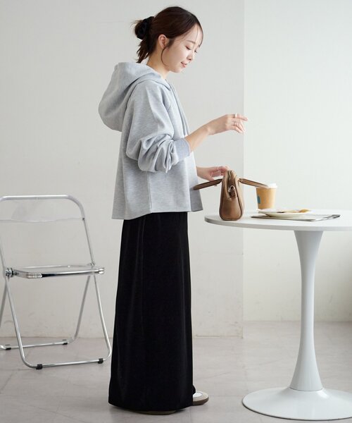 DISCOAT(ディスコート)の「キレイメスウェットライクフーディー(パーカー・レディース・チャコールグレー/ライトグレー/ブラック・FREE)」の14枚目の写真