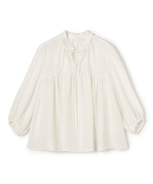 ■専用■美品 トゥモローランド ボールジィ 3万 ギャザーブラウス ホワイト セール】シアートロピカル ボリュームギャザーブラウス（シャツ