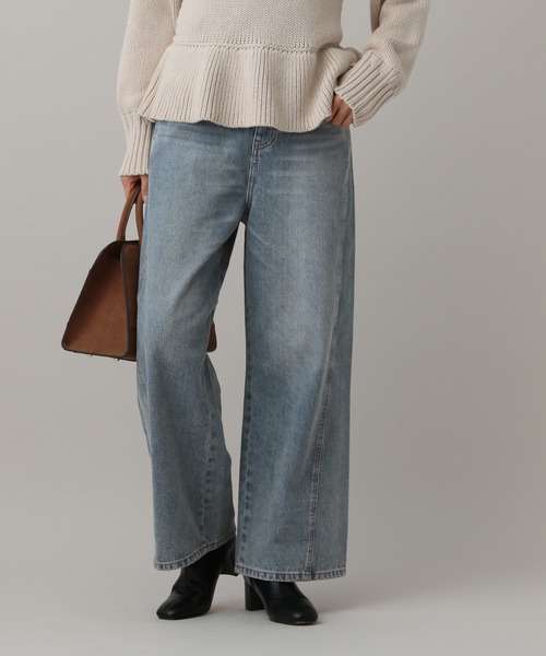 GLOBAL WORK(グローバルワーク)の「MATINEE LINE/デニムWIDEフレアパンツ/583874(デニムパンツ・レディース・ブラウン/ブラック/ブルー・M/L)」の3枚目の写真