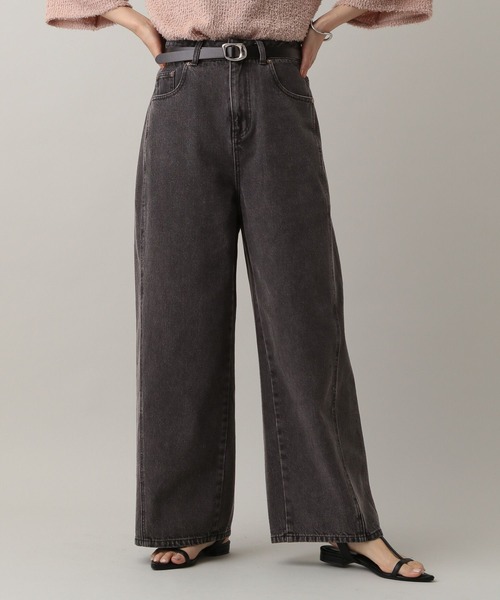 GLOBAL WORK(グローバルワーク)の「MATINEE LINE/デニムWIDEフレアパンツ/583874(デニムパンツ・レディース・ブラウン/ブラック/ブルー・M/L)」の14枚目の写真