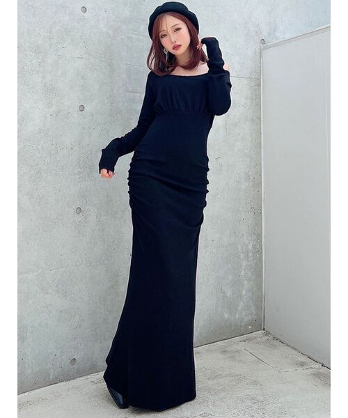 総柄ムーンリットワンピース　大人用 ルーズギャザーカットマーメイドワンピース（ワンピース）｜RESEXXY