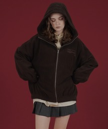 Mili affinity(ミリアフィニティー)のロゴ刺繍オーバーサイズボアフリースジップパーカー(パーカー)