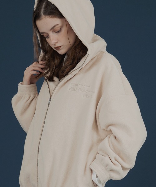 セール】ロゴ刺繍オーバーサイズボアフリースジップパーカー（パーカー