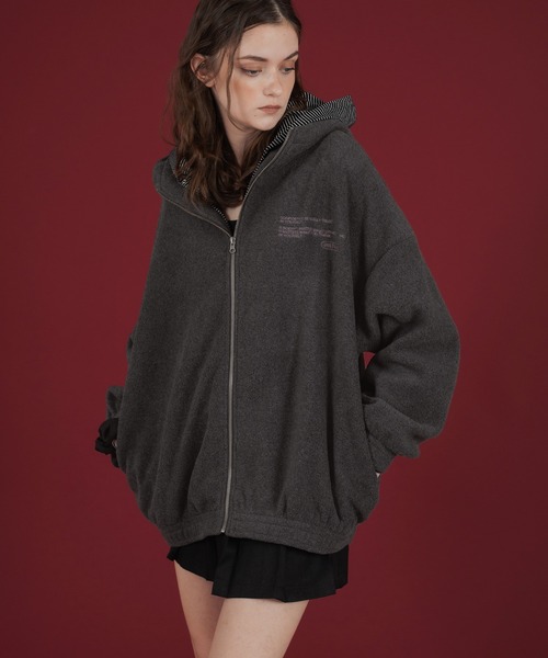 ナイキ 刺繍筆記体ロゴ ボアフリース キルティング 切替 ジャケット パーカー