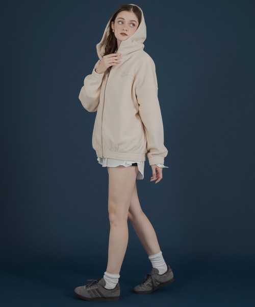 ロゴ刺繍オーバーサイズボアフリースジップパーカー（パーカー）｜Mili