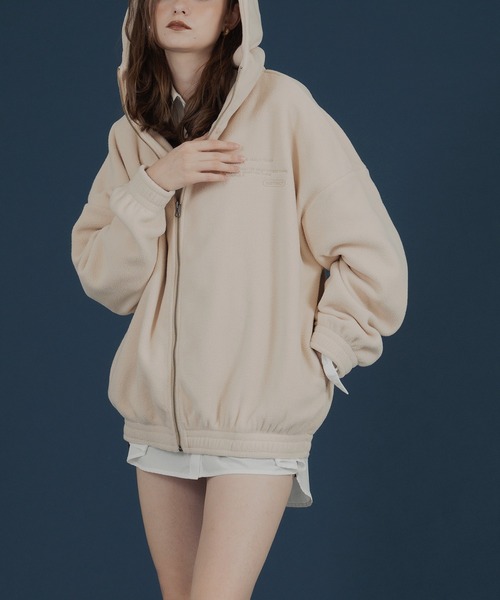 ロゴ刺繍オーバーサイズボアフリースジップパーカー（パーカー）｜Mili