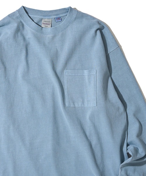 Goodwear(グッドウェア)の「【Goodwear/グッドウェア】7.6オンス USAコットン 無地 製品染めクルーネックロングスリーブTシャツ(Tシャツ/カットソー・メンズ・スモークピンク/チャコールグレー/イエロー/ダークブルー/グリーン・LARGE/MEDIUM/SMALL)」の3枚目の写真