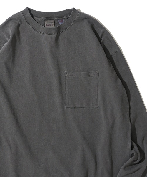 Goodwear(グッドウェア)の「【Goodwear/グッドウェア】7.6オンス USAコットン 無地 製品染めクルーネックロングスリーブTシャツ(Tシャツ/カットソー・メンズ・スモークピンク/チャコールグレー/イエロー/ダークブルー/グリーン・LARGE/MEDIUM/SMALL)」の1枚目の写真