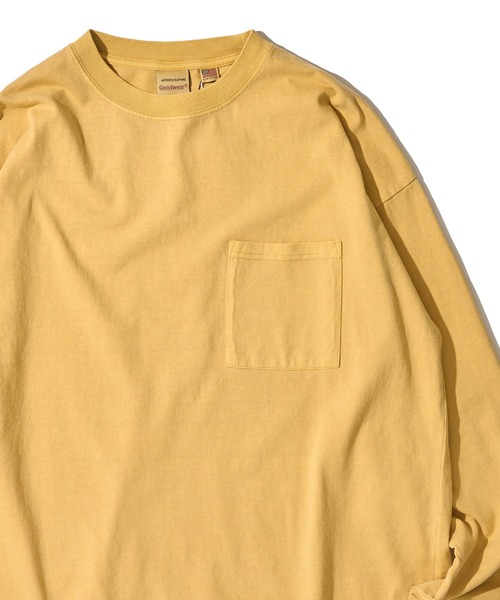 Goodwear(グッドウェア)の「【Goodwear/グッドウェア】7.6オンス USAコットン 無地 製品染めクルーネックロングスリーブTシャツ(Tシャツ/カットソー・メンズ・スモークピンク/チャコールグレー/イエロー/ダークブルー/グリーン・LARGE/MEDIUM/SMALL)」の4枚目の写真