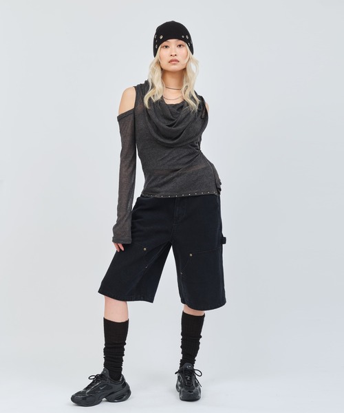 atmos pink(アトモスピンク)の「atmos pink See-Through 3-Ways Tops / アトモス ピンク シースルー スリーウェイ トップス(Tシャツ/カットソー・レディース・ホワイト/ブラック/グレー・FREE)」の12枚目の写真