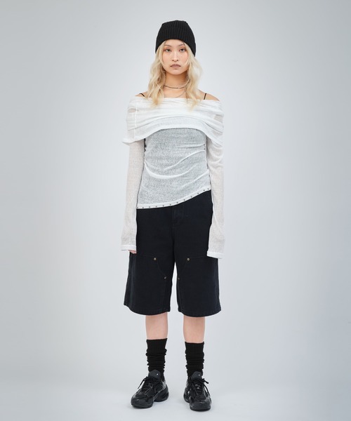 atmos pink(アトモスピンク)の「atmos pink See-Through 3-Ways Tops / アトモス ピンク シースルー スリーウェイ トップス(Tシャツ/カットソー・レディース・ホワイト/ブラック/グレー・FREE)」の14枚目の写真