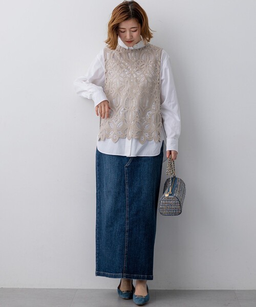 23区(ニジュウサンク)の「GIOLICAツイード シリンダー ショルダーバッグ(ショルダーバッグ・レディース・ブルー系3/黄土色系3/ブラック系3・F)」の10枚目の写真