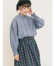 Samansa Mos2 | 【Cross×Linen】ピンタックブラウス(シャツ/ブラウス)