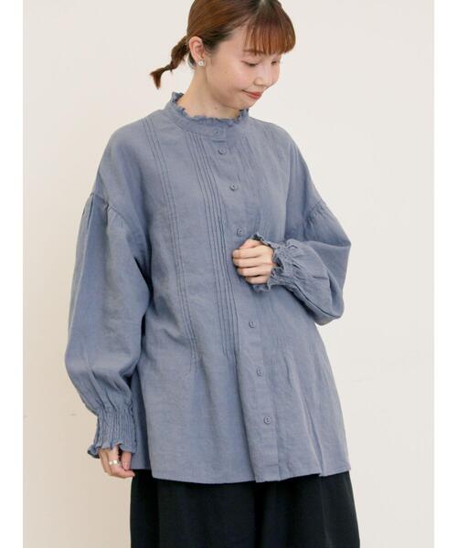 セール】【Cross×Linen】ピンタックブラウス（シャツ/ブラウス