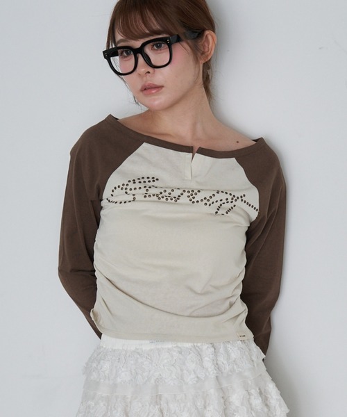 RAY CASSIN(レイカズン)の「スキッパーラグランT(Tシャツ/カットソー・レディース・アイボリー/ライトベージュ/グレー系その他2・FREE)」の10枚目の写真