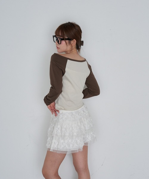 RAY CASSIN(レイカズン)の「スキッパーラグランT(Tシャツ/カットソー・レディース・アイボリー/ライトベージュ/グレー系その他2・FREE)」の12枚目の写真