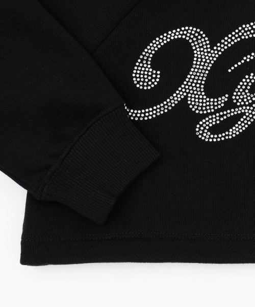 X-girl Stages（エックスガールステージス）の「ラインストーンロゴショート丈トレーナー（スウェット・キッズ・ブラック/ラベンダー・110cm/90cm/100cm/120cm/130cm/140cm）」の5枚目の写真