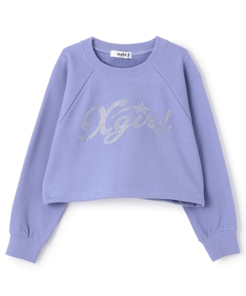 X-girl Stages（エックスガールステージス）の「ラインストーンロゴショート丈トレーナー（スウェット・キッズ・ブラック/ラベンダー・110cm/90cm/100cm/120cm/130cm/140cm）」の10枚目の写真