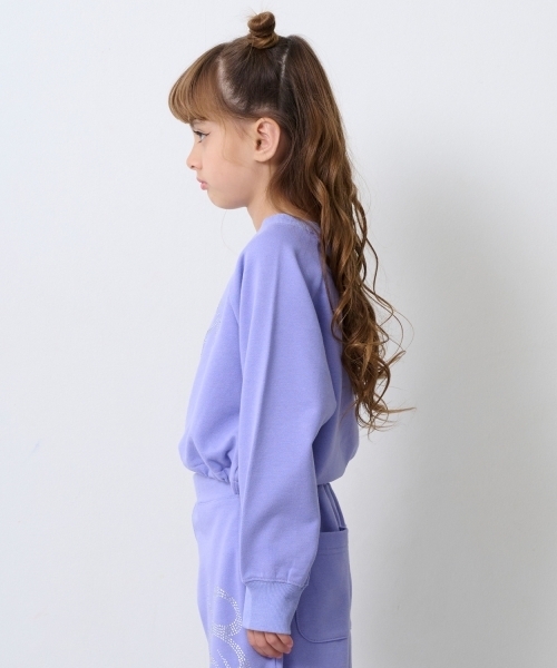 X-girl Stages（エックスガールステージス）の「ラインストーンロゴショート丈トレーナー（スウェット・キッズ・ブラック/ラベンダー・110cm/90cm/100cm/120cm/130cm/140cm）」の12枚目の写真